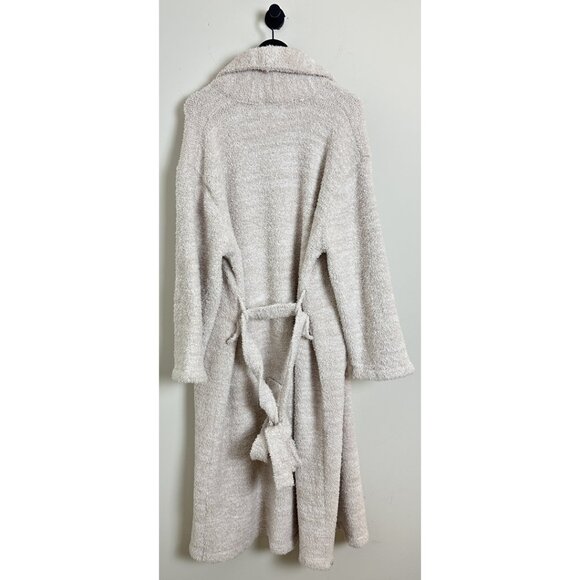 BAREFOOT DREAMS CozyChic Adult Robe in Heathered Stone / White Size 2 - Picture 5 of 8